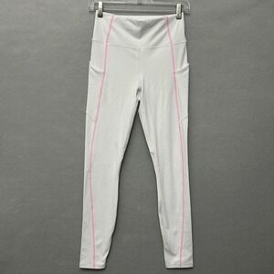Fabletics Oasis Leggings Women S White Pink PureLuxe High Waisted Athletic Yoga